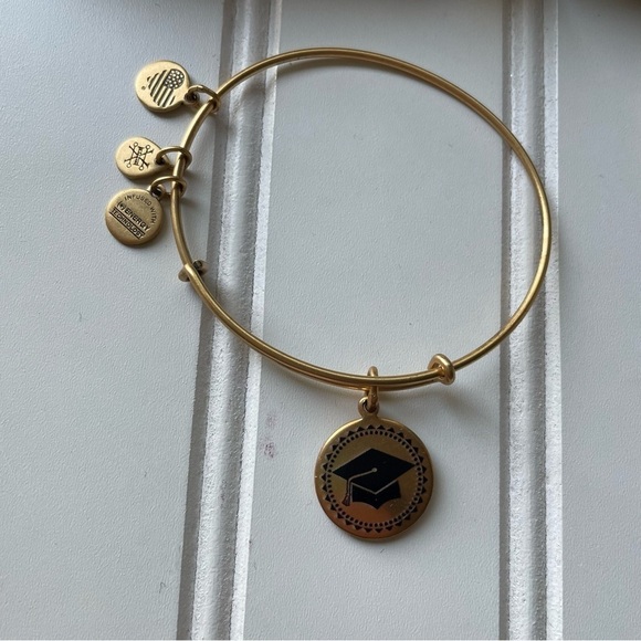 Alex and Ani Bracelet Bangles Set of 2 Graduate 2020 Pink Beads Energy Gold - Picture 4 of 10